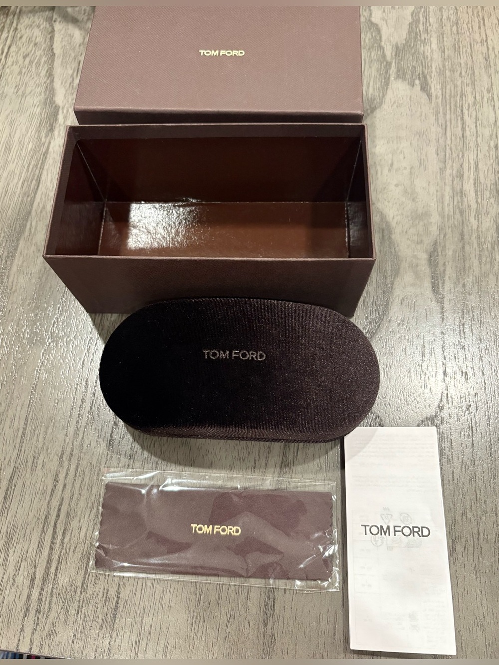 * Tom Ford Dark Brown Velvet Sunglasses Case with Cleaning Cloth